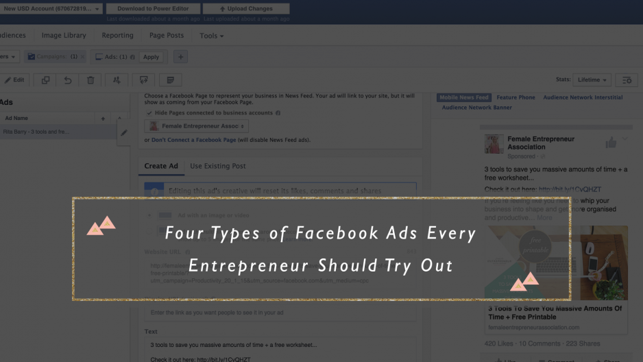 Four Types of Facebook Ads Every Entrepreneur Should Try Out